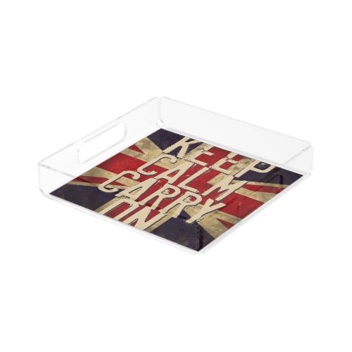 Keep Calm AND Carry ON Union Jack UK Flag Acrylic Tray