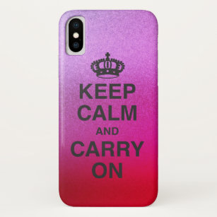 KEEP CALM AND CARRY ON / Vibrant Glitter Gradient iPhone XS Case