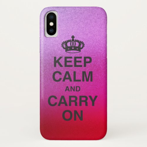KEEP CALM AND CARRY ON  Vibrant Glitter Gradient iPhone XS Case