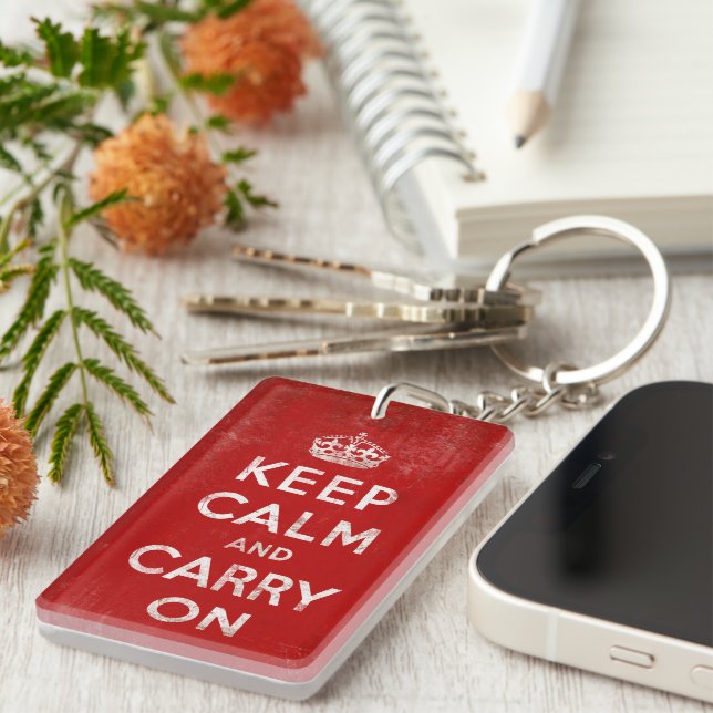 Keep Calm and Carry On, Vintage Keychain (Front Right)