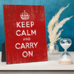 Keep Calm and Carry On, Vintage Red and White Plaque