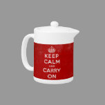 Keep Calm and Carry On, Vintage Red/White Teapot