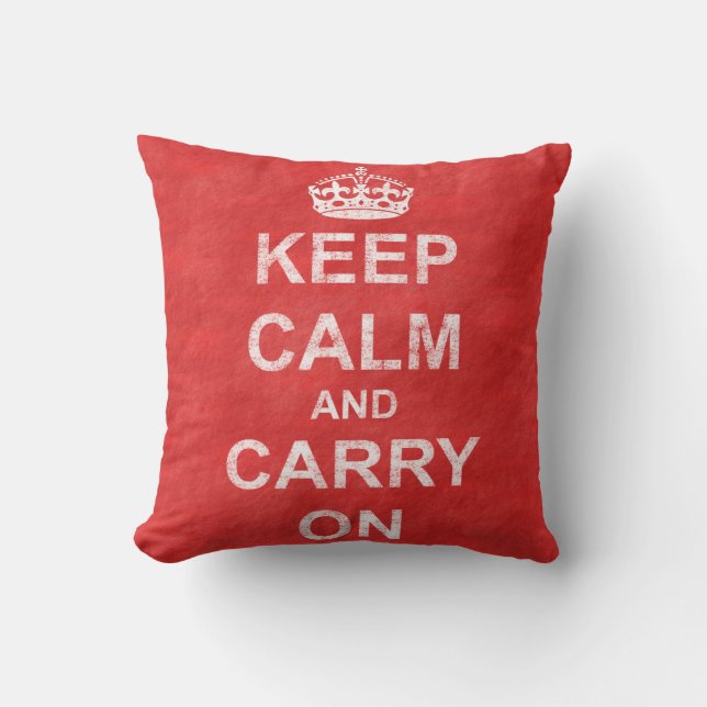 Keep Calm and Carry On Vintage Throw Pillow (Front)