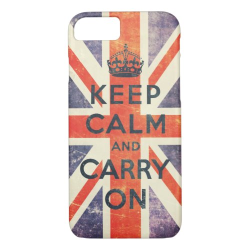 keep calm and carry on vintage Union Jack flag iPhone 87 Case