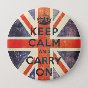 keep calm and carry on vintage Union Jack flag Pinback Button