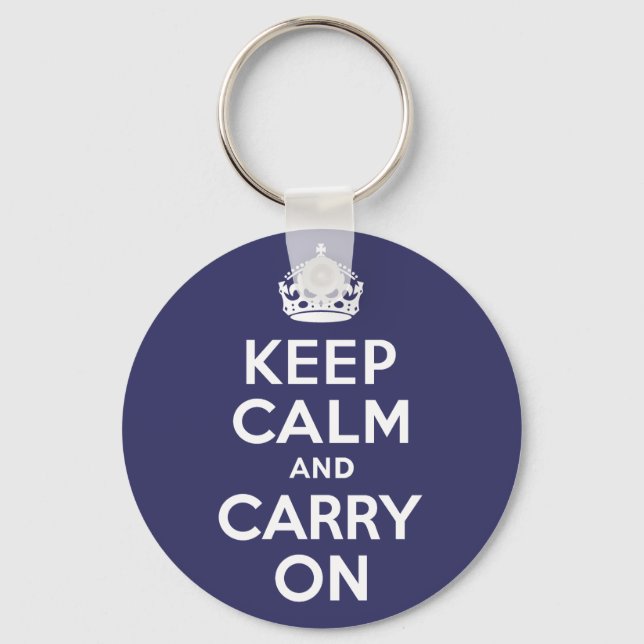 Keep Calm And Carry On. White. Best Price! Keychain (Front)