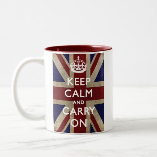 Keep Calm and Carry On with the Union Jack Two_Tone Coffee Mug