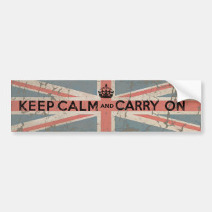 Keep Calm and Carry On with UK Flag Bumper Sticker