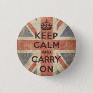 Keep Calm and Carry On with UK Flag Button