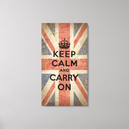 Keep Calm and Carry On with UK  Flag Canvas Print