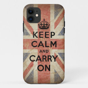 Keep Calm and Carry On with UK  Flag iPhone 11 Case