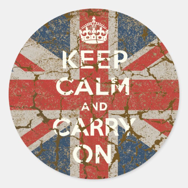 Keep Calm and Carry On with UK  Flag Classic Round Sticker (Front)