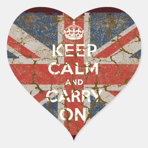 Keep Calm and Carry On with UK  Flag Heart Sticker