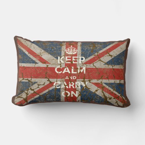 Keep Calm and Carry On with UK  Flag Lumbar Pillow