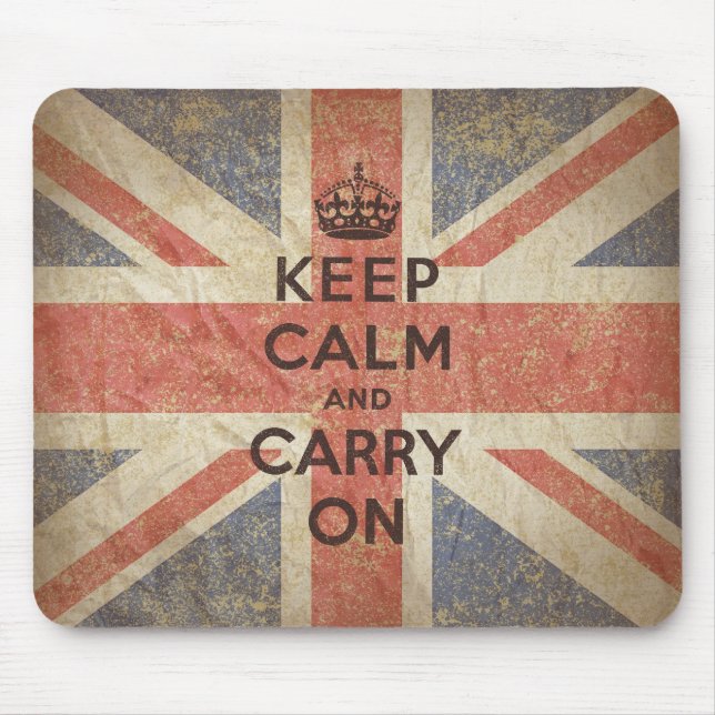 Keep Calm and Carry On with UK Flag Mouse Pad (Front)