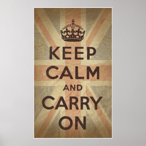 Keep Calm and Carry On with UK  Flag Poster