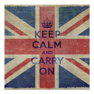 Keep Calm and Carry On with UK flag | Poster