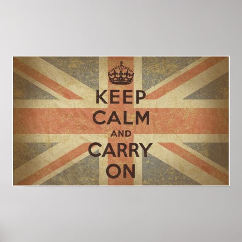 Keep Calm and Carry On with UK  Flag Poster