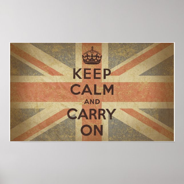 Keep Calm and Carry On with UK  Flag Poster (Front)