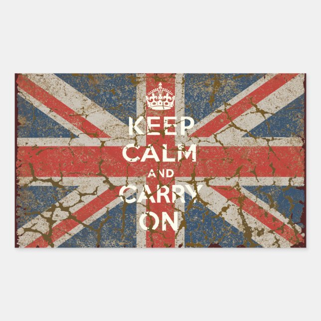 Keep Calm and Carry On with UK  Flag Rectangular Sticker (Front)