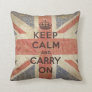 Keep Calm and Carry On with UK Flag Throw Pillow