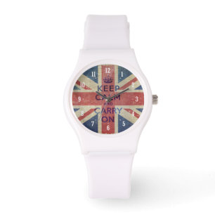 Keep Calm and Carry On with UK flag Watch