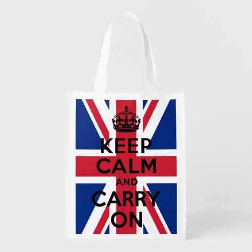 Keep Calm and Carry On with Union Jack Reusable Grocery Bag