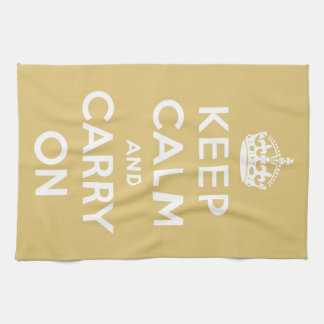 Keep Calm and Carry On Yellow Kitchen Towel