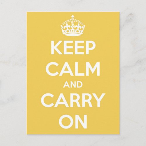 Keep Calm and Carry On Yellow Postcard