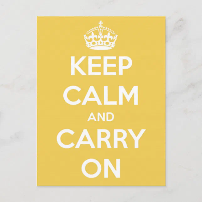 Keep Calm and Carry On Yellow Postcard Zazzle