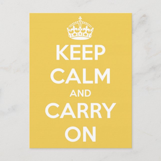 Keep Calm and Carry On Yellow Postcard (Front)