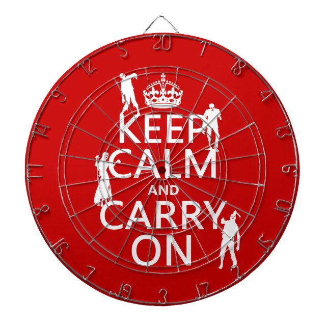 Keep Calm and Carry On (zombies) (any color) Dartboard (Front)