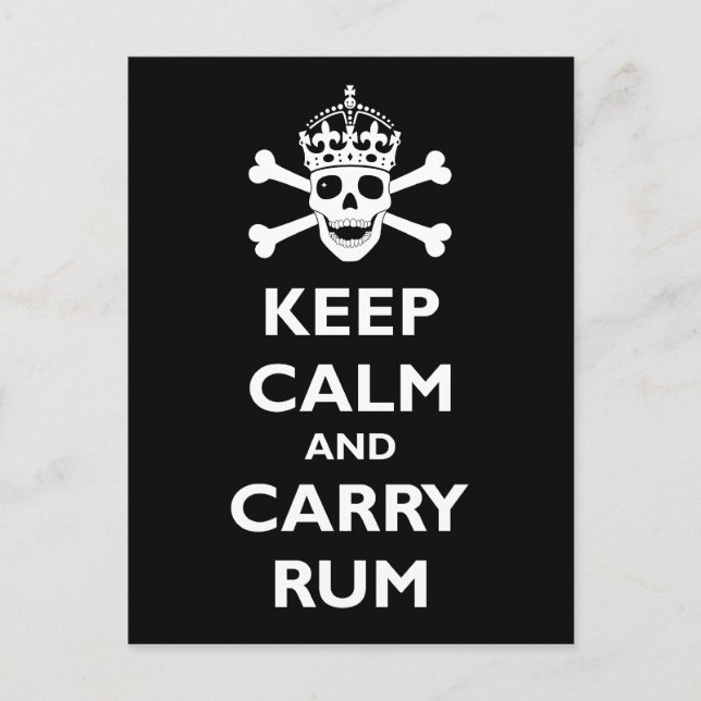 Keep Calm and Carry Rum Postcard (Front)