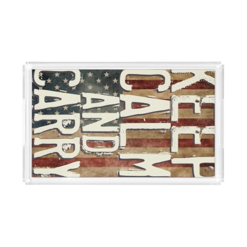 Keep Calm AND Carry Vintage American Flag Acrylic Tray