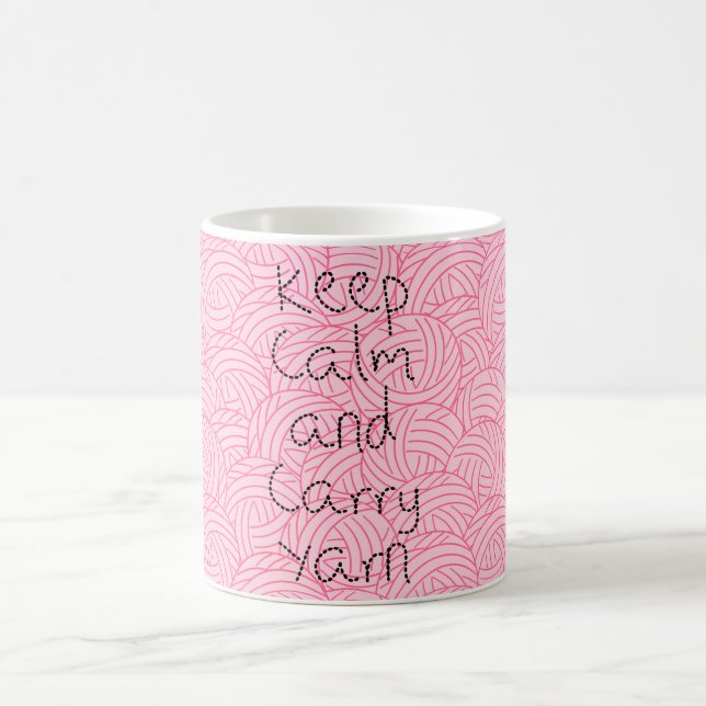 Keep Calm and Carry Yarn Pink Classic Mug (Center)