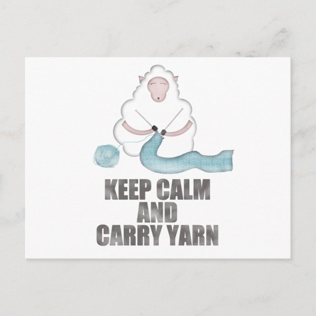 Keep Calm and Carry Yarn Postcard (Front)