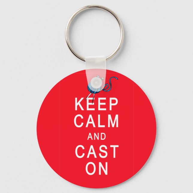 Keep Calm and Cast On Knitting Tshirt or Gift Keychain (Front)