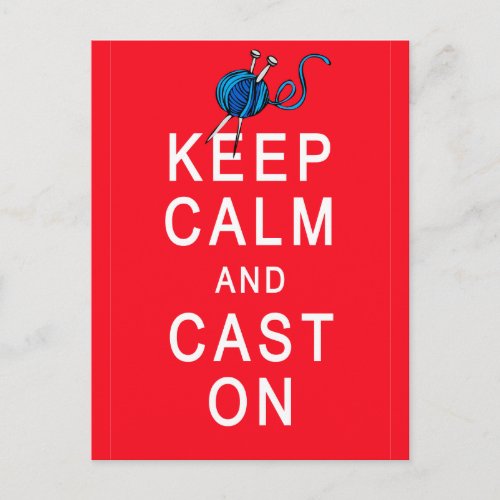 Keep Calm and Cast On Knitting Tshirt or Gift Postcard