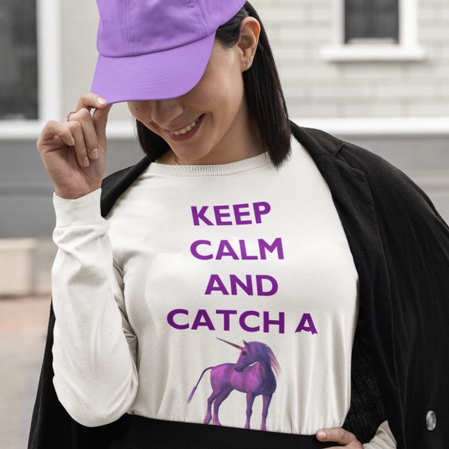 Keep Calm and Catch a Purple Unicorn Long Sleeve T-Shirt (Keep Calm and Catch a Purple Unicorn Long Sleeve T-Shirt)