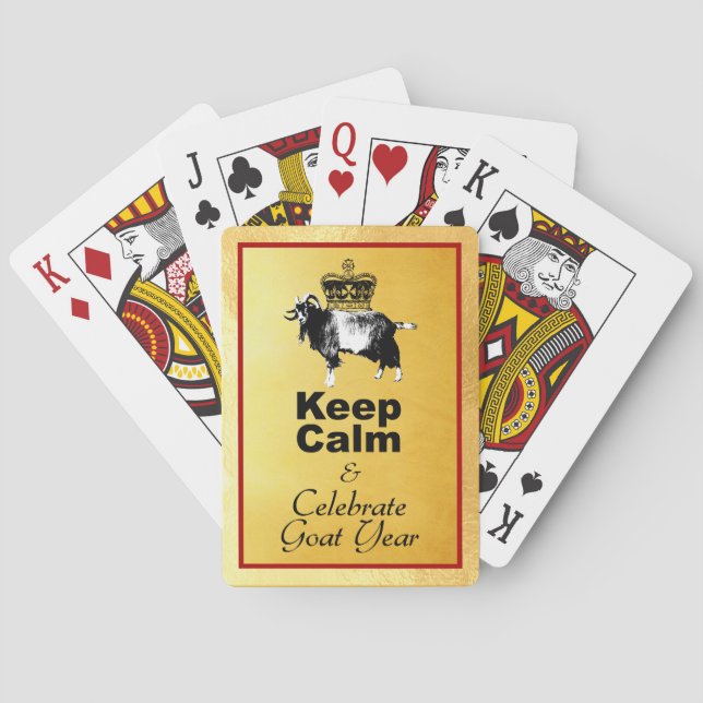 Keep Calm and Celebrate Goat Year 2027 Poker Cards (Back)