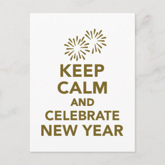 Keep calm and celebrate new year holiday postcard