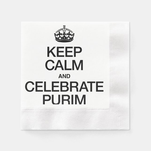 KEEP CALM AND CELEBRATE PURIM NAPKINS (Front)