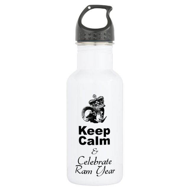 Keep Calm and Celebrate Ram Year 2015 Stainless Steel Water Bottle (Front)