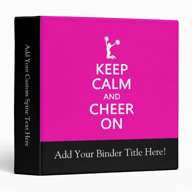 Keep Calm and Cheer On, Cheerleader Pink Binder (Front/Spine)