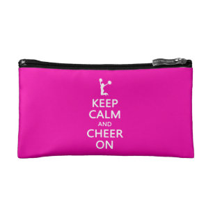 Keep Calm and Cheer On, Cheerleader Pink Cosmetic Bag