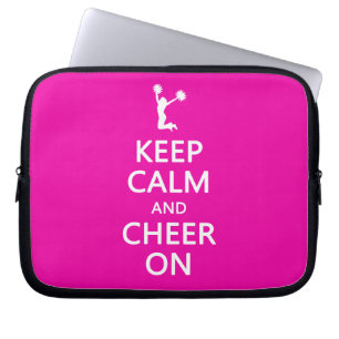 Keep Calm and Cheer On, Cheerleader Pink Laptop Sleeve