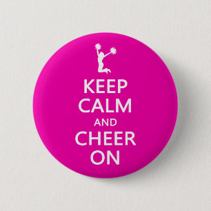 Keep Calm and Cheer On, Cheerleader Pink Pinback Button