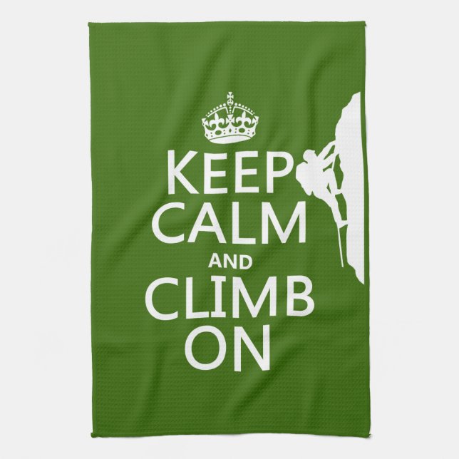 Keep Calm and Climb On (customizable color) Towel (Vertical)