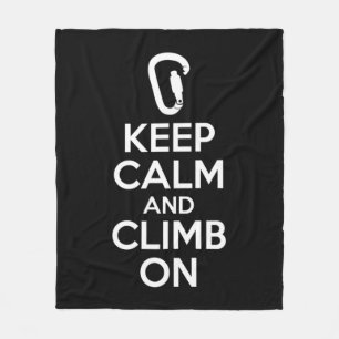 Keep Calm And Climb On Cute Fun Rock Climbing Fleece Blanket