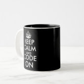 Keep calm and code on black and white two tone mug (Front Left)